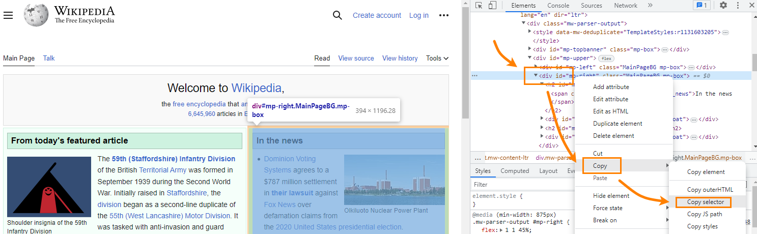 How to find the CSS selector ID
